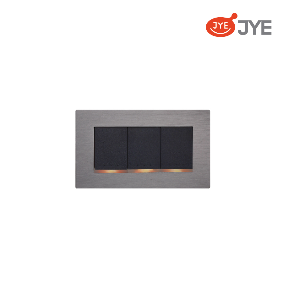 Bộ công tắc 3 phím JY-N53522 MRG- Xám Gray